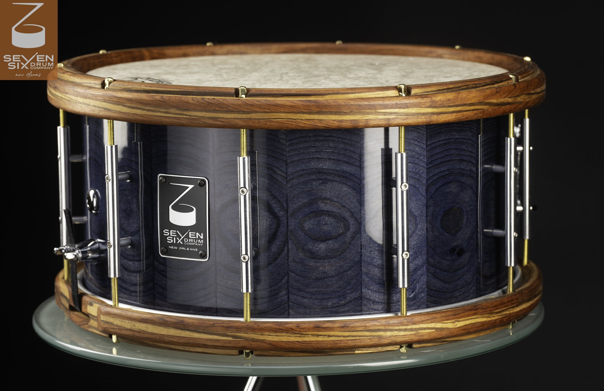 The Blue Louisiana Sinker Cypress II Custom Stave Snare Drum