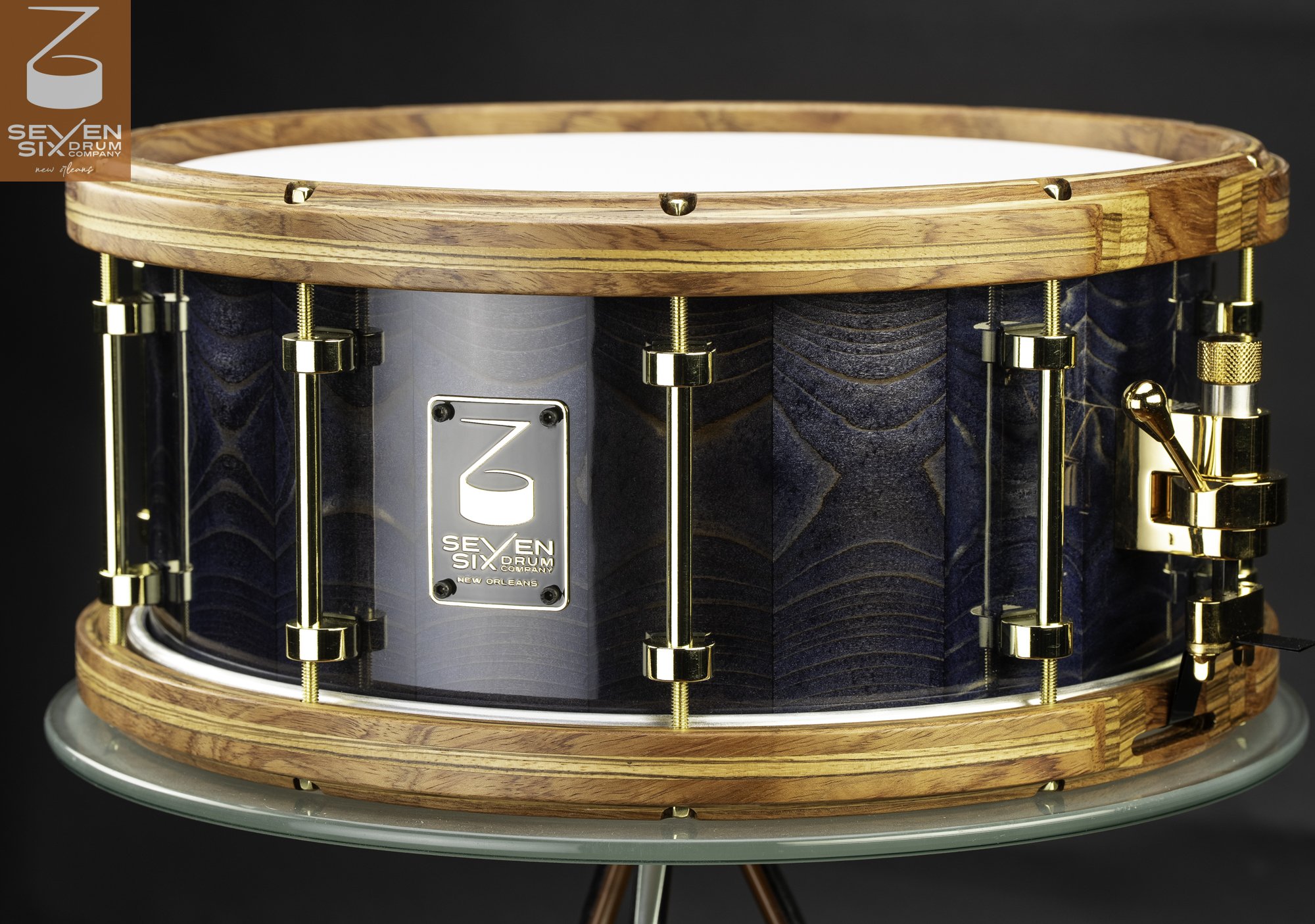 The Blue Louisiana Sinker Cypress Custom Stave Snare Drum V