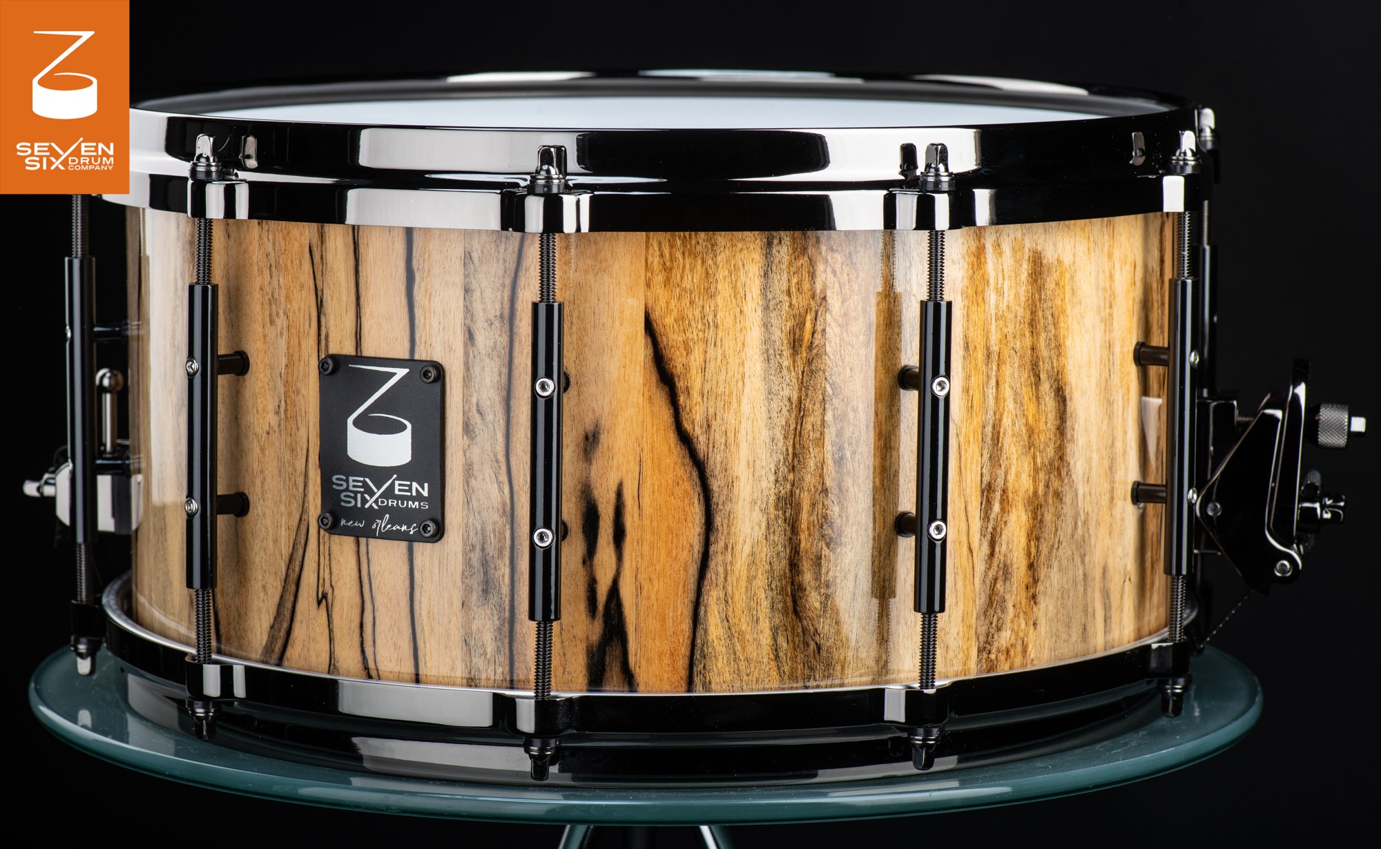 Ultra Rare Wood Series:  Black and White Ebony Custom Snare Drum