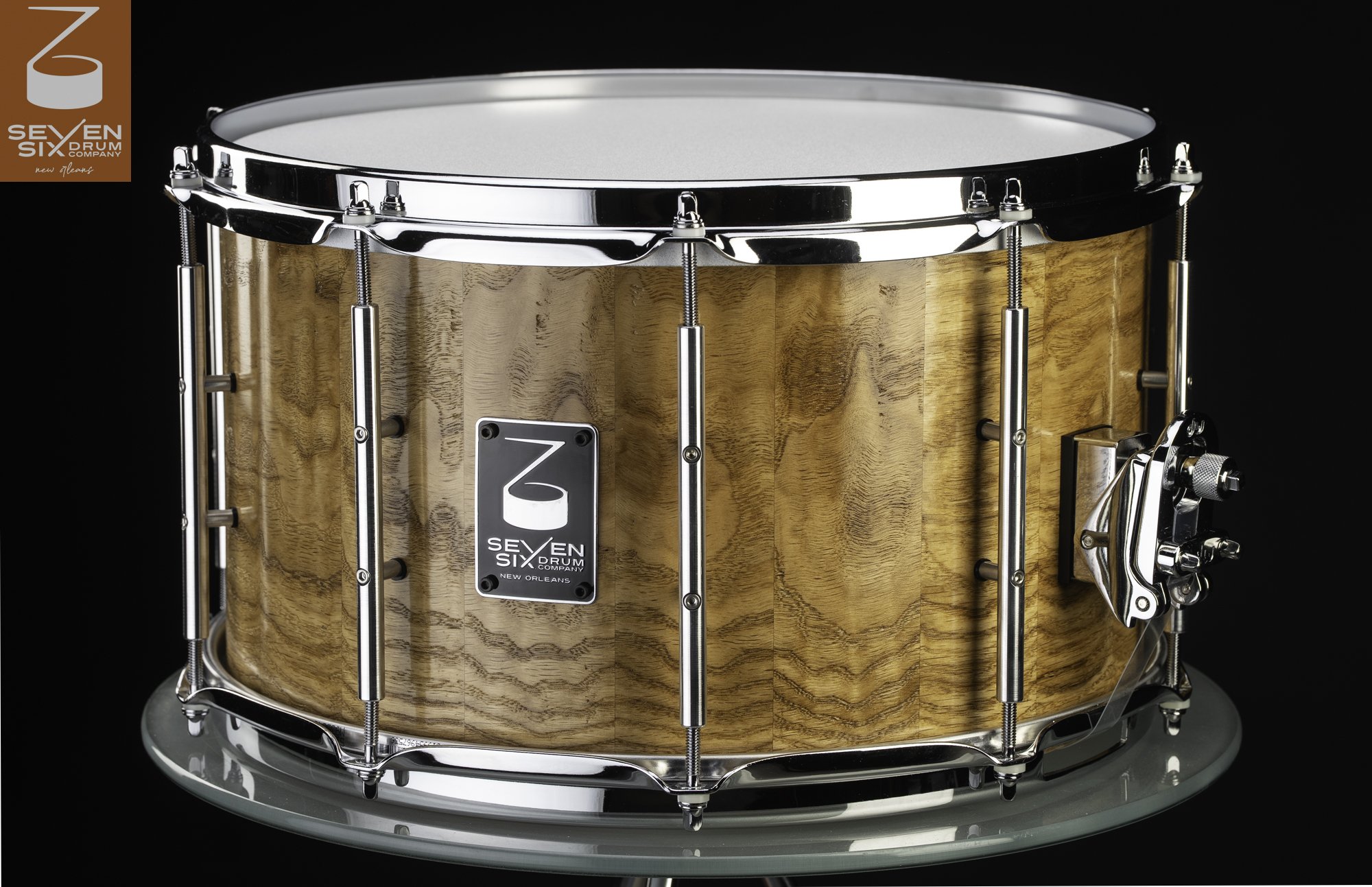 The Curly White Oak Custom Solid Stave Snare Drum