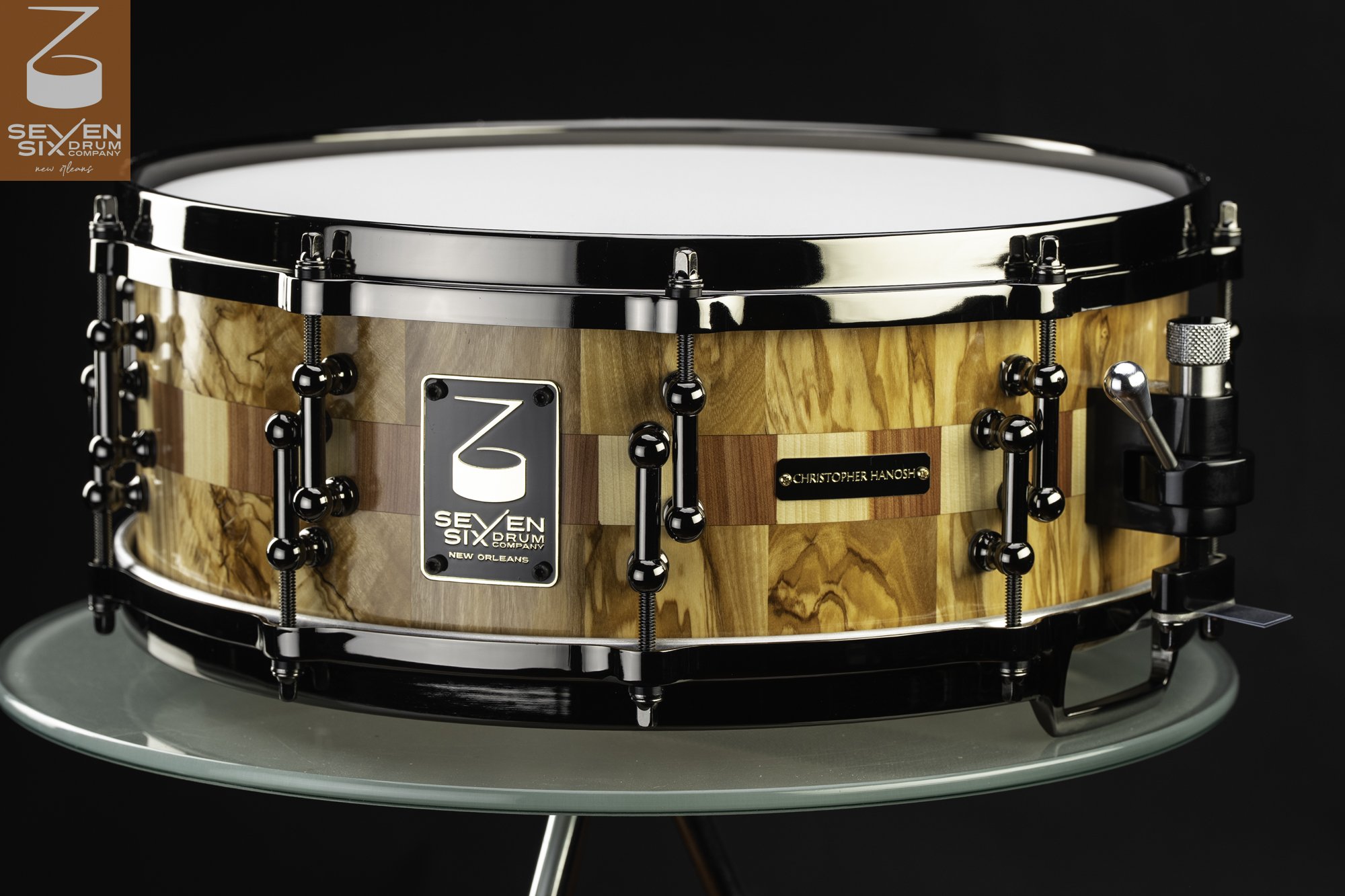 The Olivewood and Cedar Art Custom Solid Stave Snare Drum