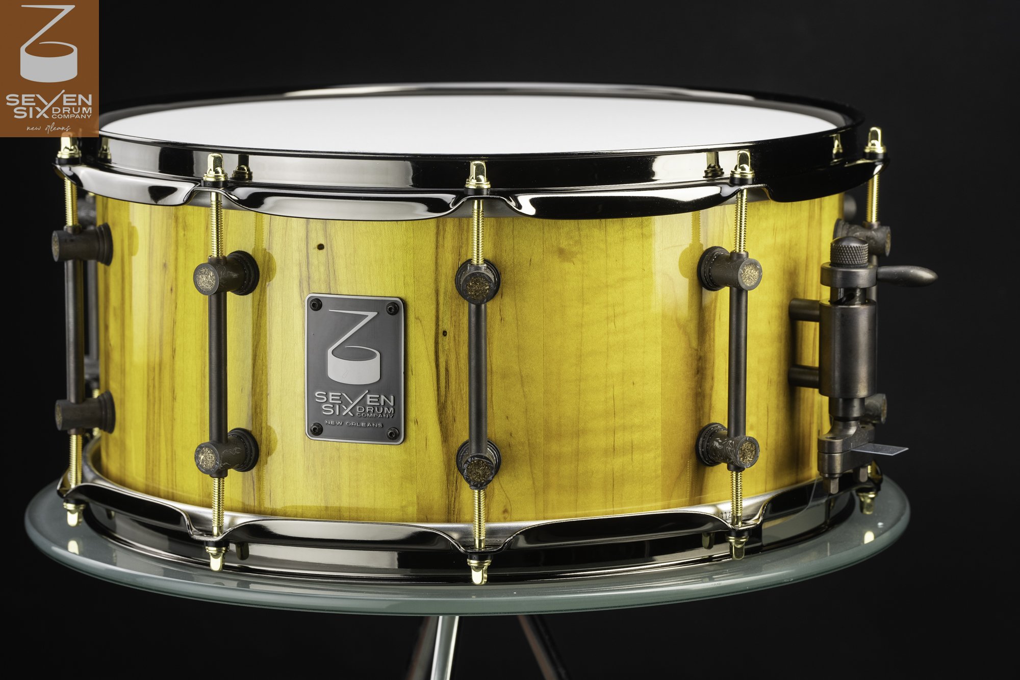 The Wormy Curly Yellow Ambrosia Maple II Custom Snare Drum