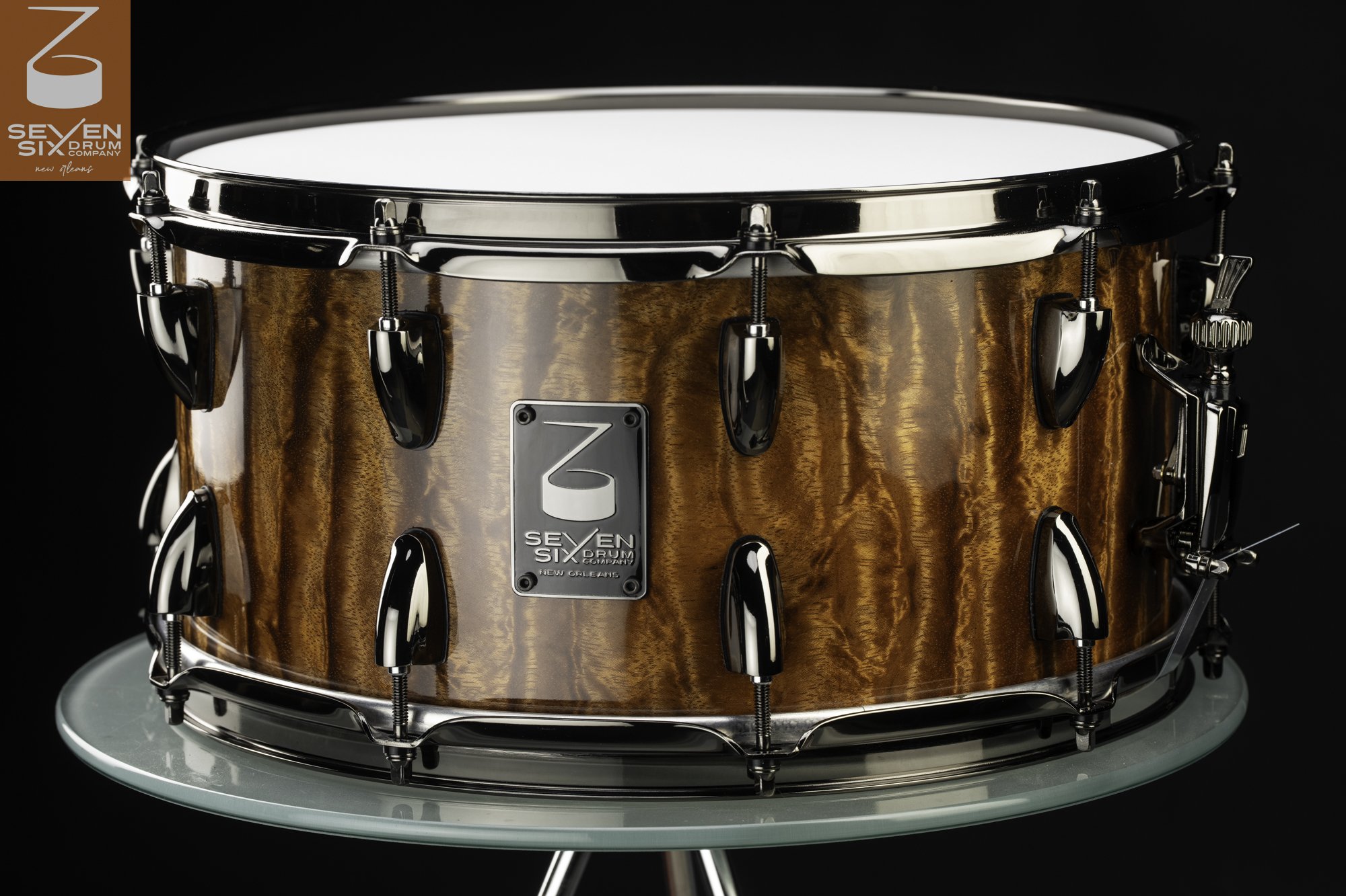The Waterfall Bubinga UltraThin Reso Series Custom Snare Drum